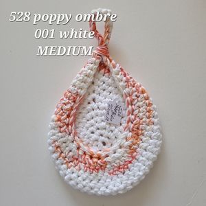 MEDIUM 528 POPPY OMBRE 001 WHITE HANDMADE CROCHETED  HANGING WALL BASKET 2…